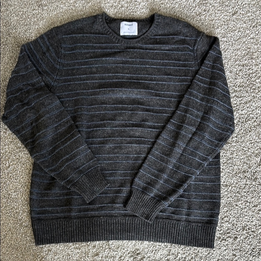 Old Navy Black and Gray Crewneck Sweater